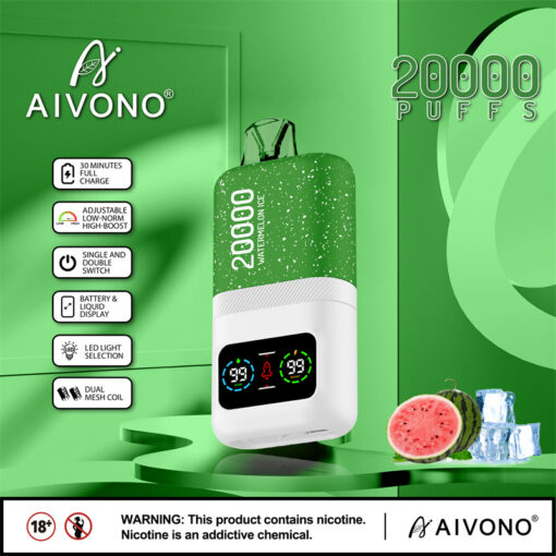 AIVONO 20000 treinen Dual-Mesh wegwerpdamper met displaybeeldscherm - 0% tot 5% nicotine, oplaadbaar, groothandel voor lage nicotinehoudende wegwerpvapes - Afbeelding 5