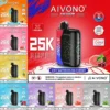 AIVONO AIM BOOM 25000 puffs dubbel gaas digitaal display 0% 2% 3% 5% Lage nicotine groothandel wegwerp vaporisator met kind veiligheid oplaadbare batterij