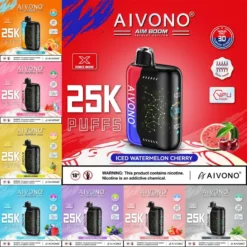 AIVONO AIM BOOM 25000 bouffées double maille affichage numérique 0% 2% 3% 5% Faible taux de nicotine en gros Vaporisateur jetable avec sécurité enfants Rechargeba