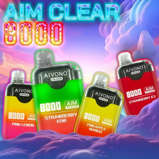 AIVONO AIM CLEAR 8000 bouffées 0% 2% 5% Nicotine, Longue durée de vie de la batterie, E-cigarette rechargeable jetable acheter en gros