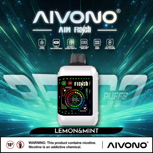 AIVONO AIM FLASH 35000 Züge Dual Mesh Farbdisplay 0% 2% 3% 5% Basso contenuto di nicotina Commercio all'ingrosso Penna e-cig usa e getta ricaricabile - immagine 9