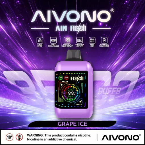 AIVONO AIM FLASH 35000 Züge Dual Mesh Farbdisplay 0% 2% 3% 5% Basso contenuto di nicotina Commercio all'ingrosso Penna e-cig usa e getta ricaricabile - immagine 4