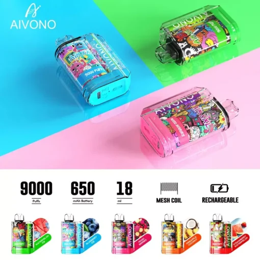 AIVONO AIM XXL 9000 puff Sigaretta elettronica portatile, ricaricabile e monouso con nicotina 0%, 2%, 3% e 5% - Design elegante per il commercio all'ingrosso