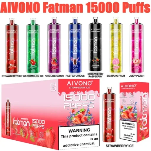 AIVONO FATMAN 15000 puffs DTL longopname Oplaadbare wegwerp e-sigaret groothandel 0% 2% 3% 5% nicotine