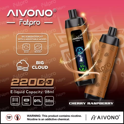 AIVONO Fatpro 22000 Züge Hookah Digitalanzeige DTL 0% 2% 3% 5% Bassa nicotina Grossista sigarette elettroniche usa e getta con funzione di ricarica - immagine 8