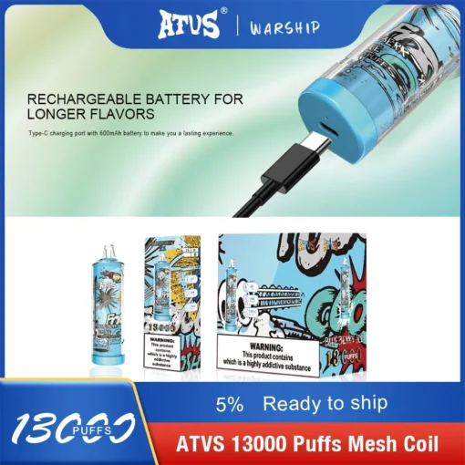 ATVS 13000 treinen Meerdere smaken 5% Lage nicotine Herlaadbare Wegwerp Vape Pen Groothandel - Afbeelding 14