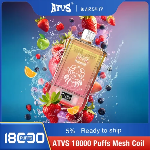 ATVS Warship 18000 Puffs Rechargeable Disposable E-Cigarette with Dual-Mesh Coil, 5% Nicotine, Wholesale for Bulk Orders - Image 7