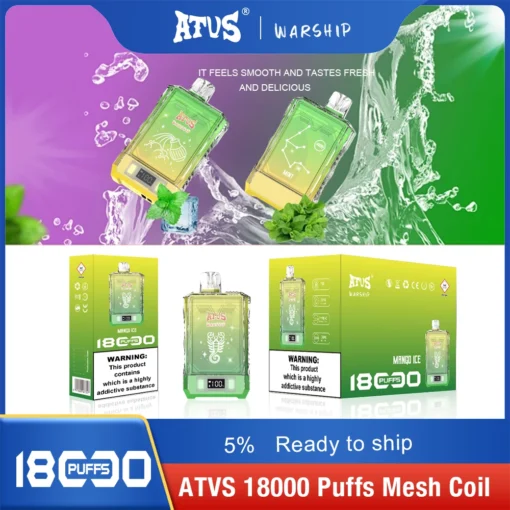 ATVS Warship 18000 Puffs Rechargeable Disposable E-Cigarette with Dual-Mesh Coil, 5% Nicotine, Wholesale for Bulk Orders - Image 5