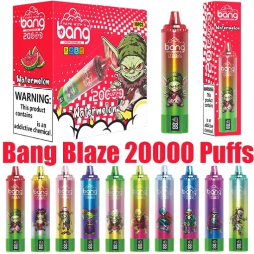 Bang Blaze 20000 bouffées de saveurs variées, 0% 2% 3% 5% nicotine - E-cigarettes rechargeables jetables en gros