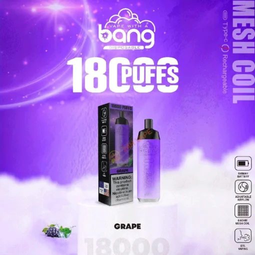Bang Crown Bar 18000 tirages - Arômes variés, 0% - 5% de nicotine, E-cigarettes jetables rechargeables en gros - Image 4