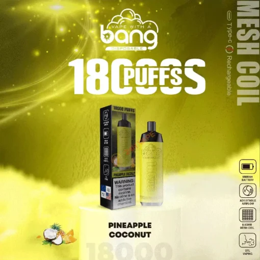 Bang Crown Bar 18000 tirages - Arômes variés, 0% - 5% de nicotine, E-cigarettes jetables rechargeables en gros - Image 8