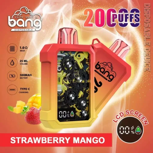 Bang Gear Tick Tock 20000 tirages Variés saveurs 0% 2% 3% 5% Nicotine Écran LED, Acheter en gros des stylo-vape jetables rechargeables – Image 8