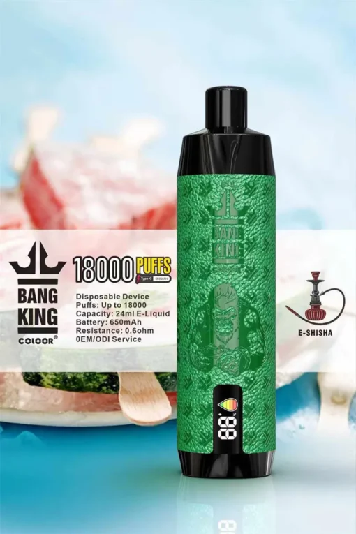 Bang King Crown Bar 18000 tirages 18k 0% 2% 3% 5% Faible teneur en nicotine Gros vente en gros E-cigarette portable rechargeable jetable Pen – Image 2