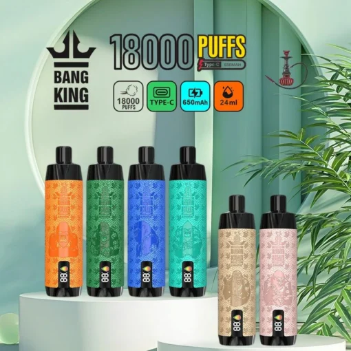 Bang King Crown Bar 18000 bouffées 18k 0% 2% 3% 5% Faible taux de nicotine en gros Portable Rechargeable Jetable E-Cigarette Pen