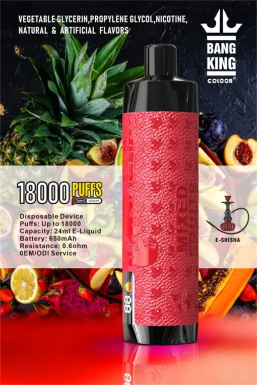 Bang King Crown Bar 18000 tirages 18k 0% 2% 3% 5% Faible teneur en nicotine Gros vente Écigarette portable rechargeable jetable stylo - Image 6