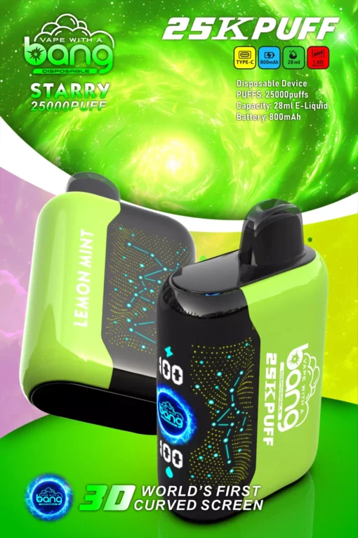 Bang Starry 25000 Züge 3D-Kurvenbildschirm 0% 2% 3% 5% Faible nicotine Gros  Plusieurs saveurs Stylo vape jetable rechargeable - Image 16