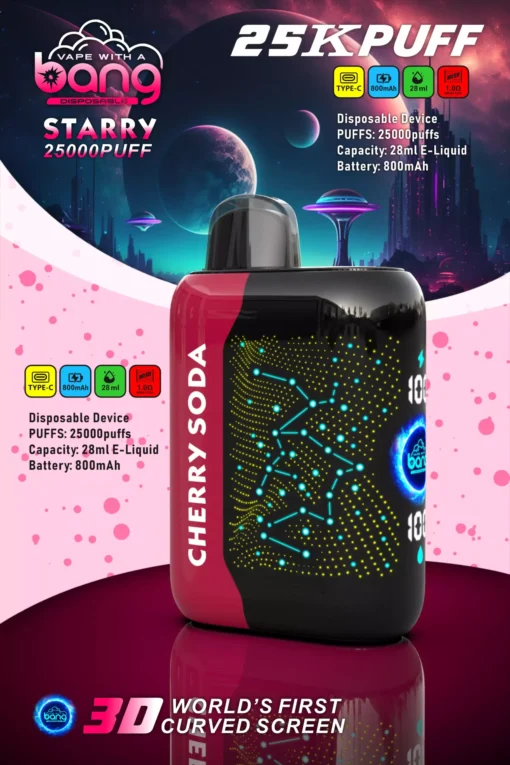 Bang Starry 25000 Züge 3D-Kurvenbildschirm 0% 2% 3% 5% Faible nicotine Gros  Plusieurs saveurs Stylo vape jetable rechargeable - Image 12