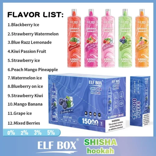 ELF BOX LS15000 Trains Shisha Hookah – 0%, 2%, 5% Nicotine – Rechargeable Disposable E-Cigarette with Large Capacity – Wholesale Offer - Image 3