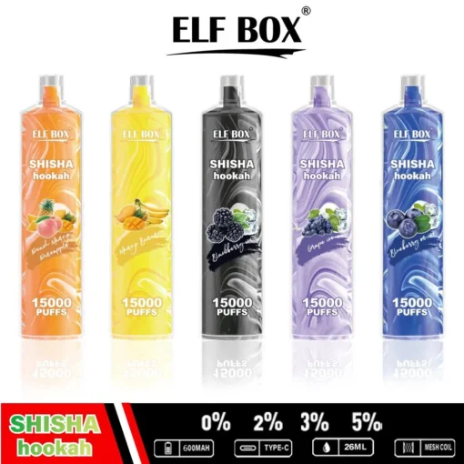ELF BOX LS15000 Trains Shisha Hookah – 0%, 2%, 5% Nicotine – Rechargeable Disposable E-Cigarette with Large Capacity – Wholesale Offer