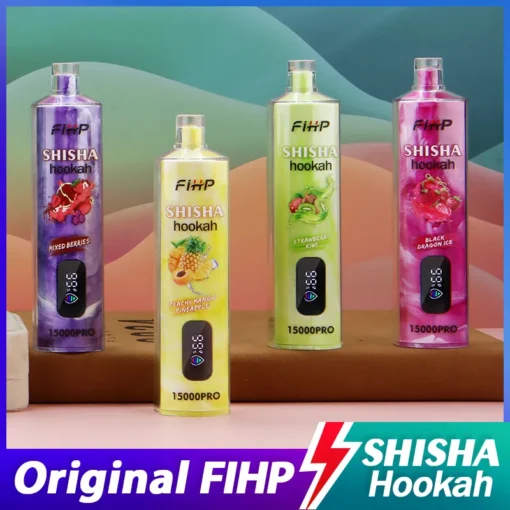 FIHP Hookah Hookah 15000 Pro Puffs Pantalla LED Baja Nicotina Recargable E-Cigarrillo Desechable al por mayor