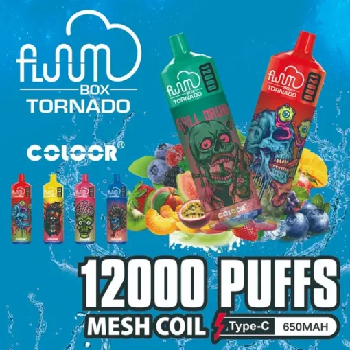 FLUUM BOX 12000 Züge Mehrere Geschmacksrichtungen 0% 2% 3% 5% Nikotin Mesh Coil Wiederaufladbare Einweg E-Zigarette Großhandel Günstig Kaufen