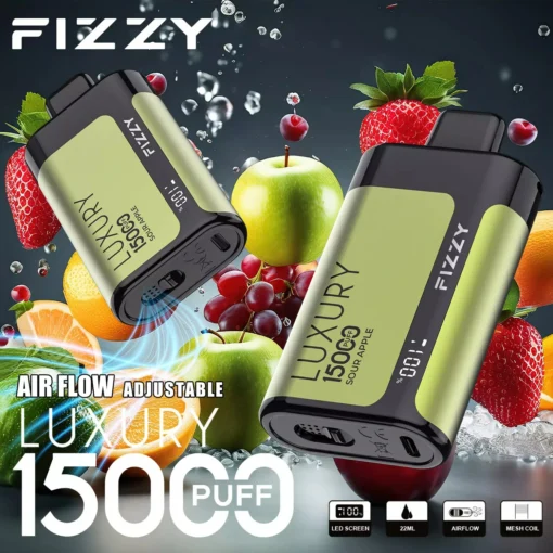 Fizzy Luxury 15000 trekkingen herlaadbare wegwerp e-sigaret van metaal met LCD-scherm - 2% & 5% nicotine, groothandel, Europees magazijn - Afbeelding 6