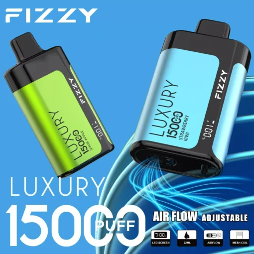 Fizzy Luxury 15000 trekkingen herlaadbare wegwerp e-sigaret van metaal met LCD-scherm - 2% & 5% nicotine, groothandel, Europees magazijn - Afbeelding 5