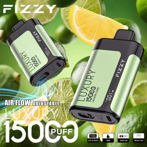 Fizzy Luxury 15000 trekkingen herlaadbare wegwerp e-sigaret van metaal met LCD-scherm - 2% & 5% nicotine, groothandel, Europees magazijn - Afbeelding 2