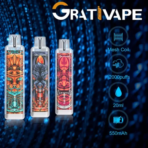 Grativape iStorm 12000 Züge LED-Licht 0% 2% 3% 5% Niedriger Nikotin Großhandel Einweg-E-Zigaretten wiederaufladbar  becomes Grativape iStorm 12000 tirages Lumière LED 0% 2% 3% 5% Faible nicotine Grossiste E-cigarettes jetables rechargeables