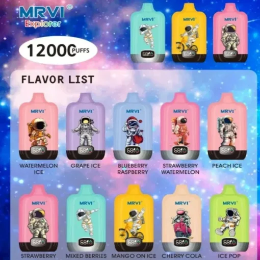 MRVI Explorer 12000 puffs Oplaadbare e-sigaret voor eenmalig gebruik met digitaal display 2% 3% 5% Groothandel met laag nicotinegehalte Meerdere smaken