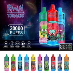 RahdM Tornado 30000 Züge Doppelmaschendigitalanzeige 2% Niedriger Nikotingehalt Großhandel Einweg-Vapes in verschiedenen Geschmacksrichtungen Wiederaufladbare Einweg-Vape-Stifte