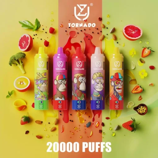 UZY Tornado 20000 Puffs Pantalla Digital 20k 0% 2% 3% 5% Bajo en Nicotina Venta al por Mayor Múltiples Sabores Vape Pen Recargable Desechable