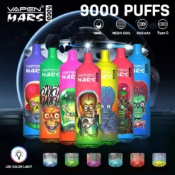 VAPEN Mars 9000 puffs RGB gekleurd licht 18 smaken 0% 2% 5% Laag nicotinegehalte groothandel Oplaadbare wegwerp e-sigaret