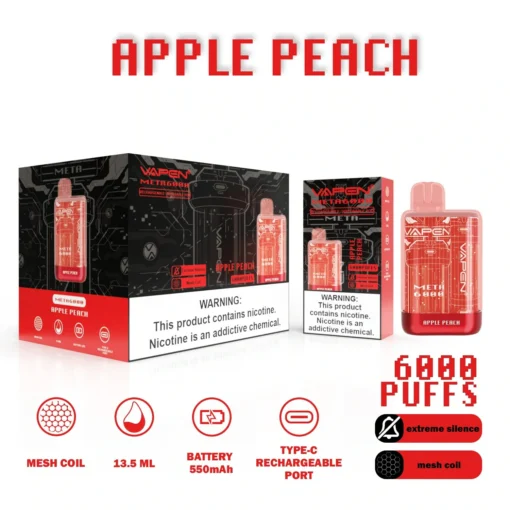 VAPEN Meta 6000 trekt - 10 smaken, 2% & 5% nicotine, herlaadbare wegwerpbare e-sigaret groothandel - Afbeelding 9
