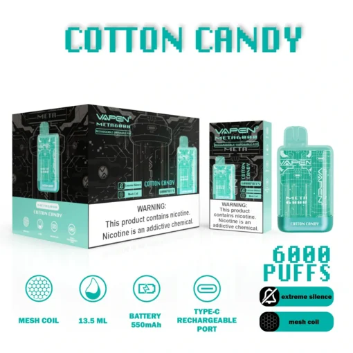 VAPEN Meta 6000 trekkingen – 10 smaken, 2% & 5% nicotine, herlaadbare wegwerp e-sigaret groothandel - Afbeelding 5