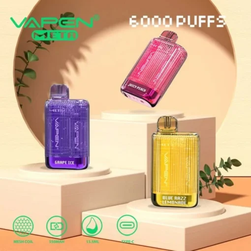 VAPEN Meta 6000 Puffs - 10 Smaken, 2% & 5% Nicotine, Oplaadbare E-sigaret Groothandel