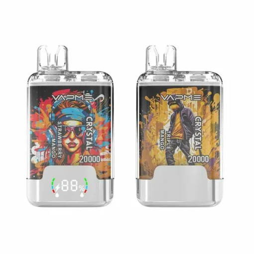 VAPME Crystal 20 000 tirages Double saveur Ecran numérique 2% Faible teneur en nicotine Stylo vape jetable rechargeable en gros - Image 5
