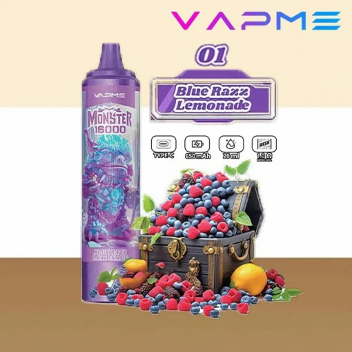 VAPME Monster 16000 tiradas 2% 5% Nicotina Fácil de transportar Recargable Mayorista Vape desechable al por mayor - Imagen 4