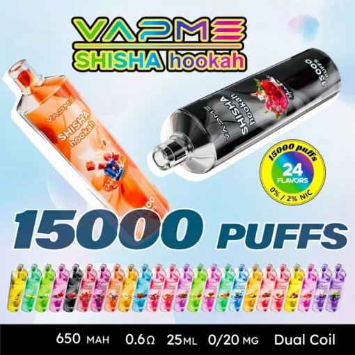 VAPME SHISHA Narghilè 15000 soffi: 24 gusti, 0%，2% nicotina - Acquista ricaricabile & economico all'ingrosso!