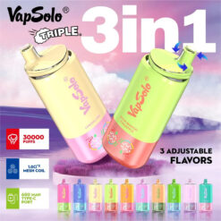 VapSolo Triple 30000 puff: display LCD, 3 gusti in uno, nicotina 2% e 5%, vapes ricaricabili all'ingrosso a basso contenuto di nicotina.