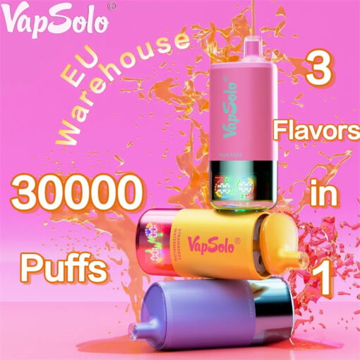 VapSolo Triple 30000 Züge: LCD-Display, 3 saveurs en un, 2% et 5% de nicotine, vente en gros de vapes jetables rechargeables avec faible teneur en nicotine – Image 17