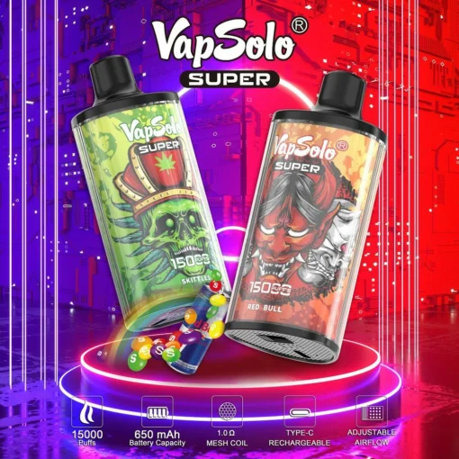 Vapsolo Super 15000 caladas e-cigarrillo recargable desechable con 4 etapas de flujo de aire, 2%/5% nicotina, venta al por mayor y comprar barato