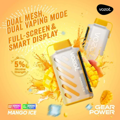 Vozol Gear Power 20000 trekt Dual-Mesh Volledig scherm 5% Lage nicotine Groothandel Wegwerp vape-stiften met oplaadfunctie - Afbeelding 15