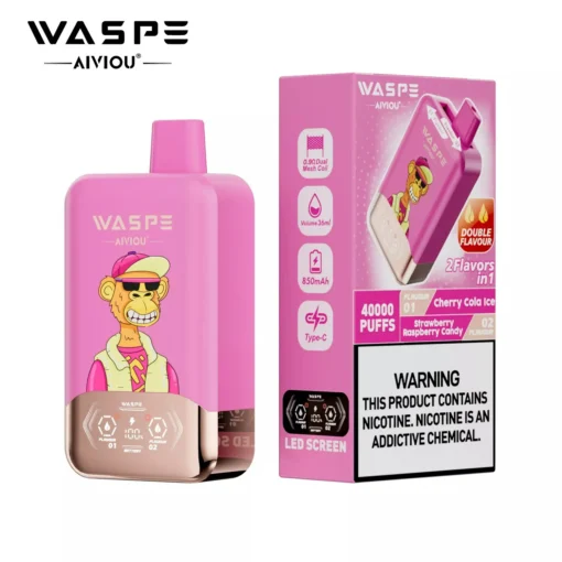 WASPE AIVIOU 40000 trekt dubbele smaak LED-display 0% 2% 5% Lage nicotine groothandel wegwerp e-sigarettenpennen - Afbeelding 12