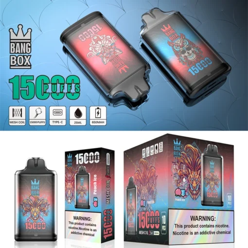 Bang Box S1 15000 bouffées : Vaporisateur léger et portable rechargeable jetable pour l'achat en gros à faible teneur en nicotine (0%, 2%, 3%, 5%)