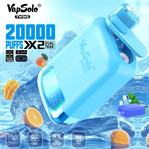 VapSolo Twins 20000 Züge Smart Display Doppeltank-System 2% 5% Niedriger Nikotin Großhandel Aufladbare Einweg-Dampfer Stifte - Imagen 8 se convierte en  VapSolo Twins 20000 tiradas Pantalla inteligente Sistema de doble tanque 2% 5% Bajo contenido de nicotina Mayorista Vaporizadores recargables de un solo uso - Imagen 8