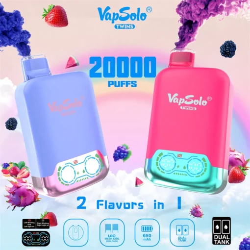 VapSolo Twins 20000 Züge Smart Display Doppeltank-System 2% 5% Niedriger Nikotin Großhandel Aufladbare Einweg-Dampfer Stifte - Imagen 9VapSolo Twins 20000 tiradas Pantalla inteligente Sistema de doble tanque 2% 5% Bajo contenido de nicotina Mayorista Vaporizadores recargables de un solo uso - Imagen 9