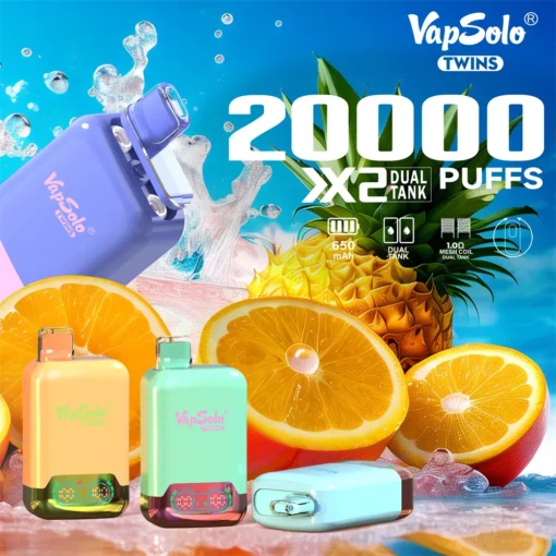 VapSolo Twins 20000 Züge Smart Display Doppeltank-System 2% 5% Niedriger Nikotin Großhandel Aufladbare Einweg-Dampfer Stifte - Imagen 4 becomes VapSolo Twins 20000 tiradas Pantalla inteligente Sistema de doble tanque 2% 5% Baja nicotina Mayorista Vaporizadores recargables de un solo uso - Imagen 4