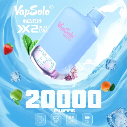 VapSolo Twins 20000 Züge Smart Display Doppeltank-System 2% 5% Niedriger Nikotin Großhandel Aufladbare Einweg-Dampfer Stifte - Imagen 6VapSolo Twins 20000 tiradas Pantalla inteligente Sistema de doble tanque 2% 5% Bajo contenido de nicotina Mayorista Vaporizadores recargables de un solo uso - Imagen 6
