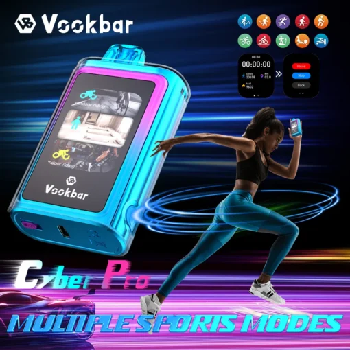 Vookbar Cyber Pro 30000 tiri Doppia maglia Touchscreen 0% 2% 3% 5% E-cigigarette usa e getta a basso contenuto di nicotina all'ingrosso con 20 sapori e funzione di ricarica - immagine 11